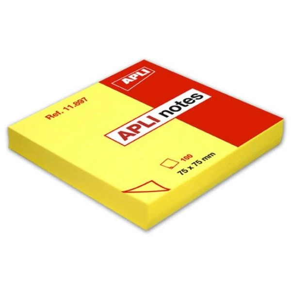 Samolepiaci bloček jasnožltý 75x75mm 100 lístkov APLI notes 