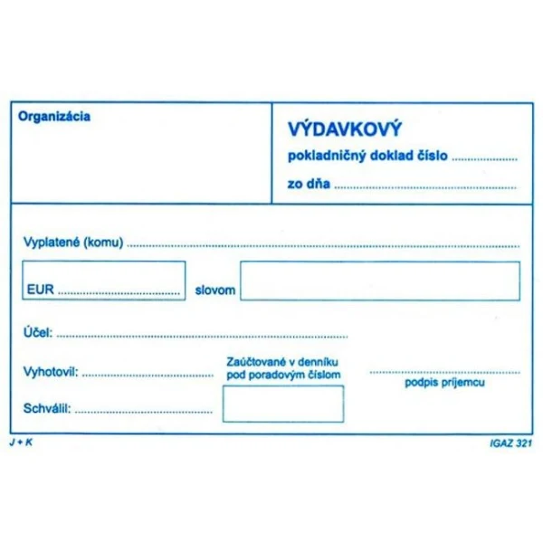 Výdavkový pokladničný doklad bez DPH, samoprepis, A6 