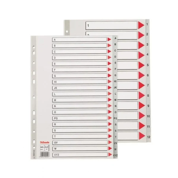 Plastový rozraďovač Esselte A-Z maxi sivý 