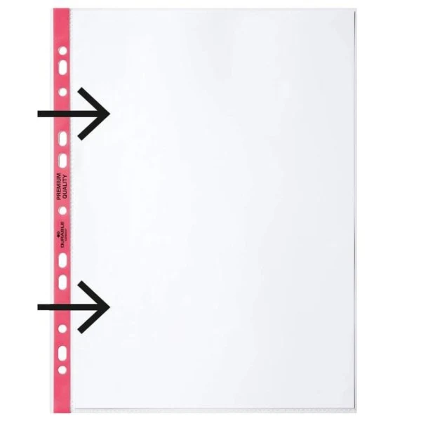 Euroobal DURABLE otvorený zľava A4 90mic s červeným okrajom 100ks 
