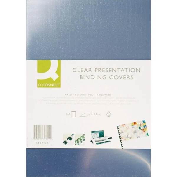 Plastové obálky na krúžkovú väzbu Q-Connect A4 PVC 200mic číre 