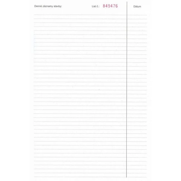 Stavebný denník, A4, 50x3+8 listov, samoprepis 