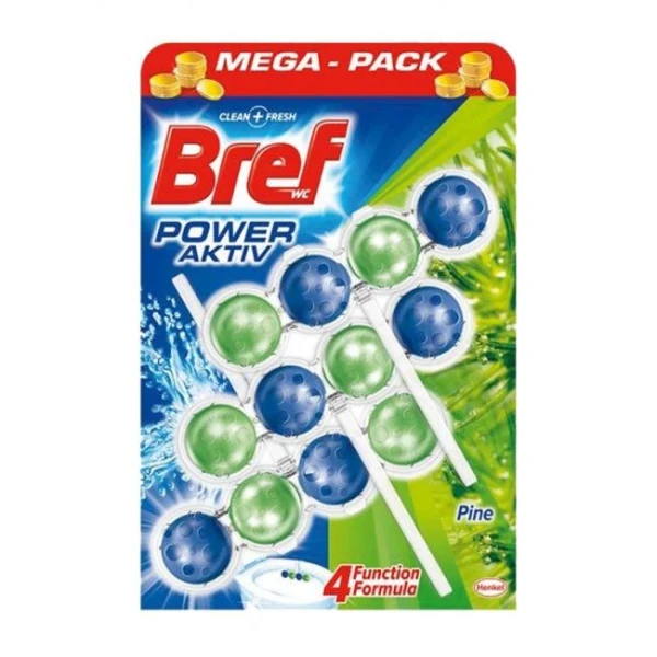 Bref Power Aktiv WC závesný blok tuhý 3 x 50 g Borovica 