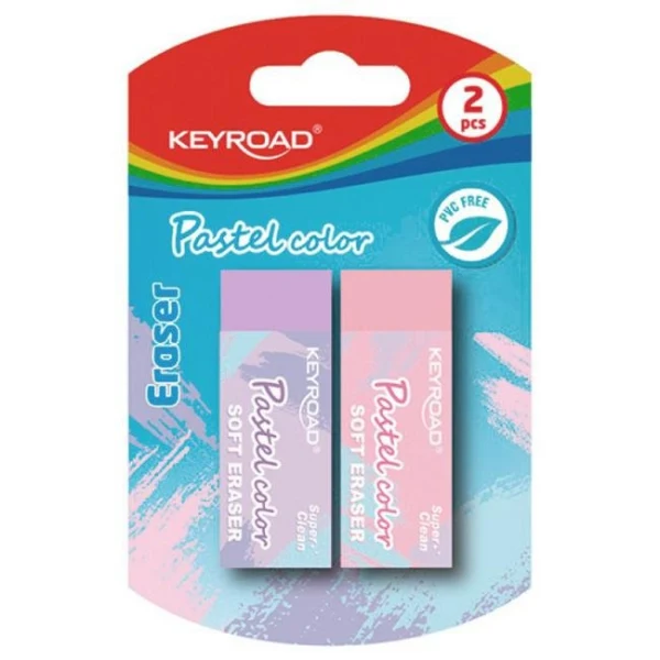 Guma KEYROAD Pastel, blister 2 ks, mix farieb 
