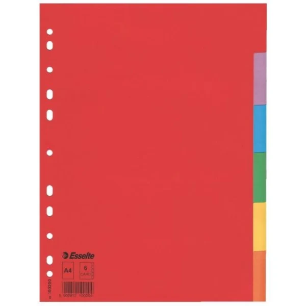 Kartónový rozraďovač Esselte Economy 6-dielny farebný 