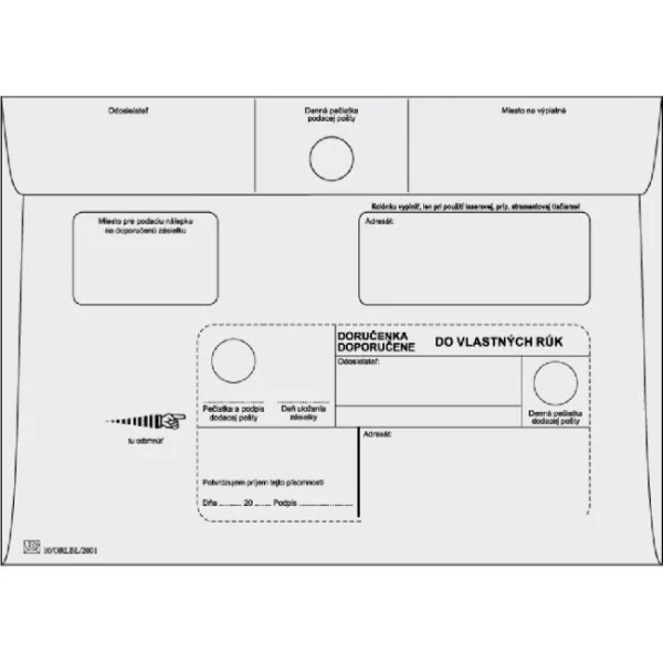 Poštové obálky C5 doručenka do VR bez OD,1000 ks 