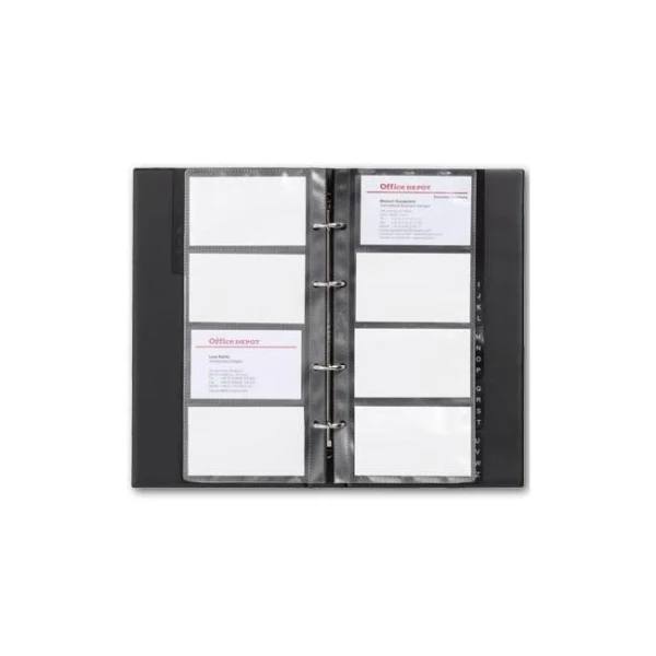 Vizitkár prenosný 4-krúžkový na 80 vizitiek s registrom KARTON PP čierny 