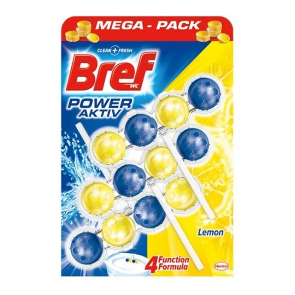 Bref Power Aktiv WC závesný blok tuhý 3 x 50 g Citrón 