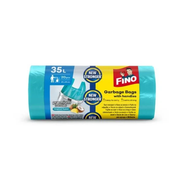 Vrecia zaväzovacie s ušami FINO Premium aromatic 35 ℓ, 10 mic., 49 x 60 cm, zelené (20 ks) 