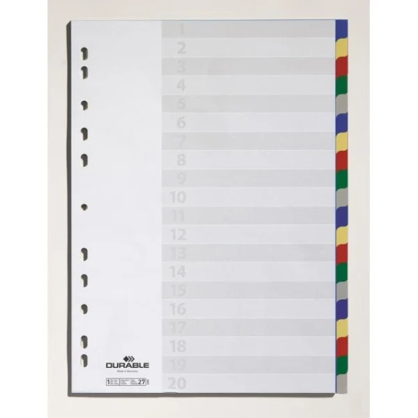 Plastový rozraďovač DURABLE 20-dielny farebný 