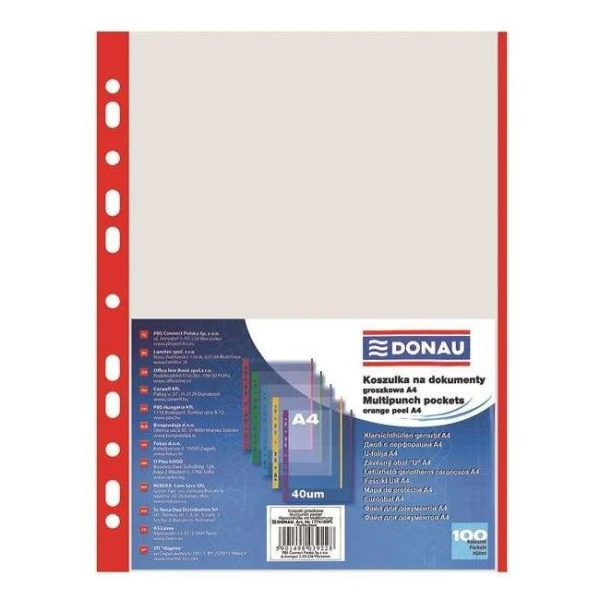 Euroobal DONAU A4 40mic s červeným okrajom 100ks 