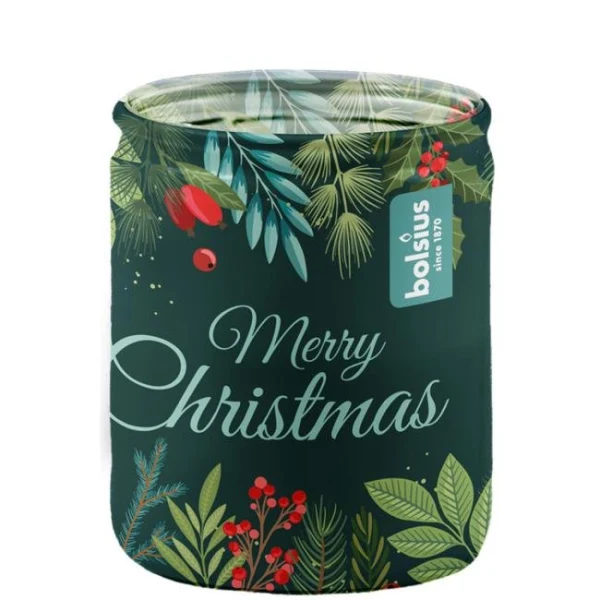 Bolsius Sklo 68x80 mm Veselé Vianoce, vonná sviečka 