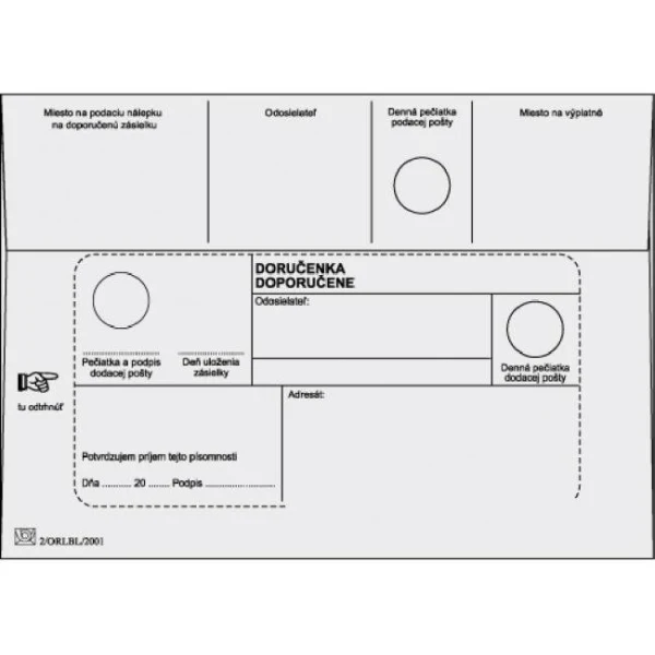 Poštové obálky B6 doručenka,1000 ks 