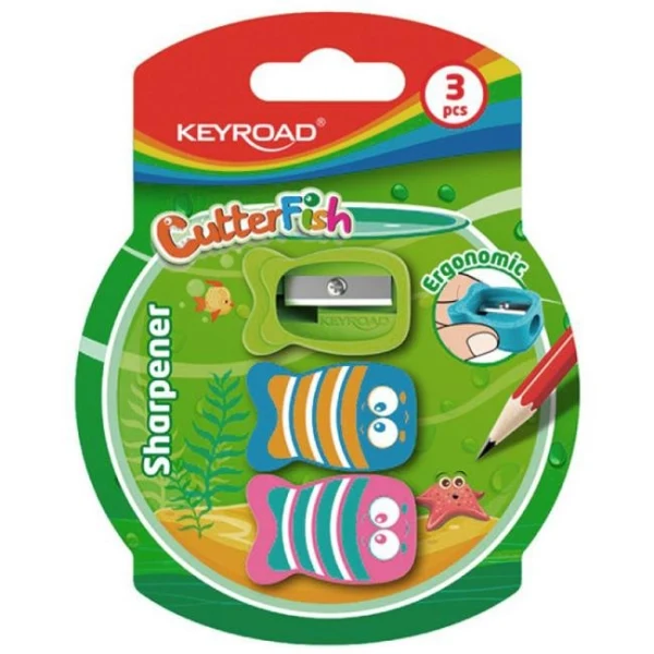 Strúhadlo KEYROAD CUTTER FISH plastové, blister 3 ks, mix farieb 