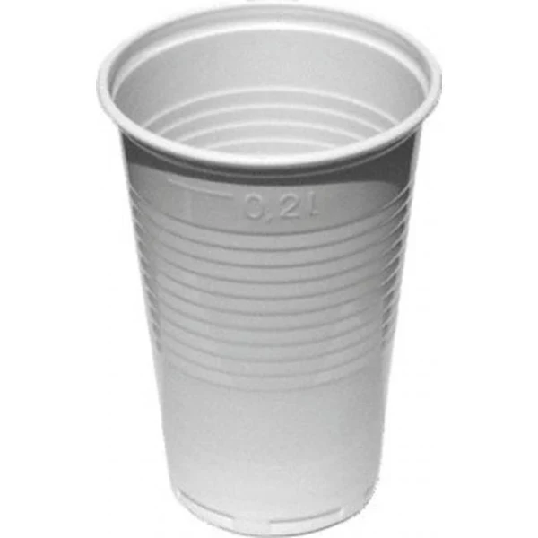 Poháre plastové 200 ml biele 100% recykel (100 ks) 
